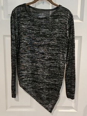 Bobbie Brooks Black Heather Asymmetric Long Sleeve Top